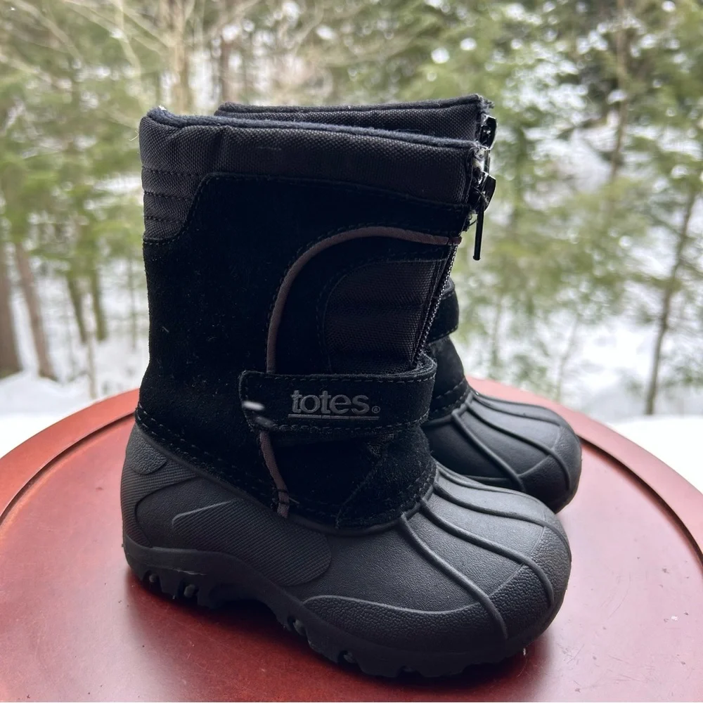 Totes Black Winter Snow Boots | Little Kid Size 6 | Toddler Waterproof Zip Up